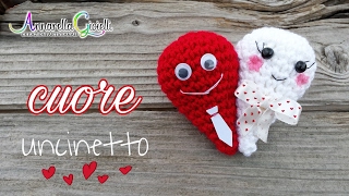 Bomboniera matrimonio ❤ Crochet heart ❤ cuore amigurumi SUB [upl. by Domini941]