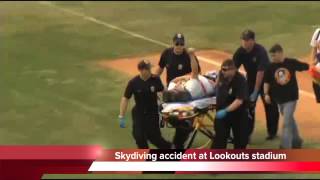 Skydiver crashes into Chattanooga Lookouts baseball stadium [upl. by Favian]