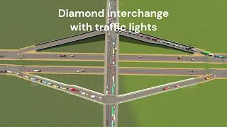 Cities Skylines Intersection Simulation Part 2 hi flow traffic lights and service interchanges [upl. by Olin]