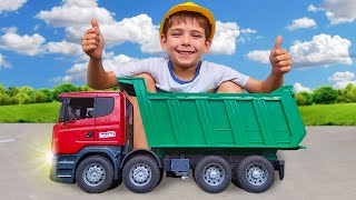 Funny Stories about Bruder Trucks and Big Real Dump Truck  compilation [upl. by Ladnor794]