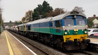 59001 UK’s oldest General Motors loco pulling 3000 tonne of stone through Bedwyn for London [upl. by Ivanah]