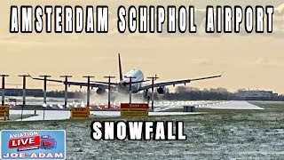 LIVE SNOW STORM Arrivals at Amsterdam Schiphol Airport [upl. by Eirotal50]