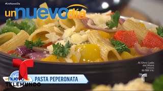 Recetas de cocina Cómo hacer una Pasta Peperonata  Un Nuevo Día  Telemundo [upl. by Nimra]