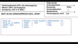 Examenvraag Verkoopprijs berekenen  KOSTPRIJS 06 Oplossen mbv wiskunde [upl. by Ynttirb]