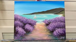 How To Paint LAVENDER BY THE SEA  acrylic step by step painting tutorial [upl. by Mckinney]