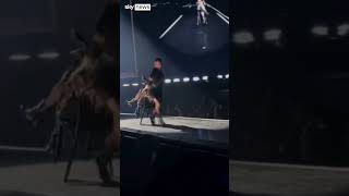 Madonna falls off chair at show [upl. by Sharman105]