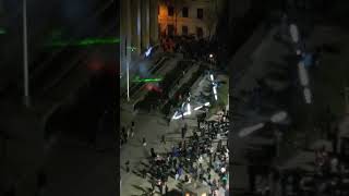 Drone Footage of Protesters Fire Pyrotechnics At Parliament Building In Tbilisi Georgia [upl. by Ingles365]