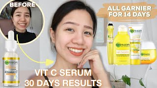 Garnier Vitamin C Serum 30 DAYS UPDATE review  Garnier Skin Care Routine for 14 days Philippines [upl. by Ahsikel260]