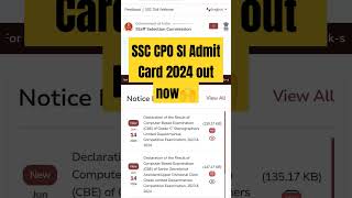 SSC CPO SI Admit Card 2024 out now🙌 [upl. by Arenat]