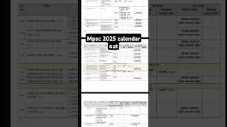 mpsc calendar out for 2025MPSC shorts mpsc [upl. by Ezra176]