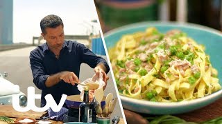 Gino Dacampo Makes Fettuccine Pasta on the Famous Lingotto Rooftop Track  Ginos Italian Express [upl. by Muffin805]