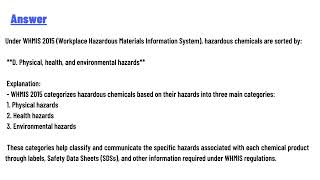 Under WHMIS 2015 hazardous chemicals are sorted by [upl. by Phillip]