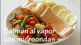 Cómo hacer salmón al vapor Receta con microondas [upl. by Hujsak566]