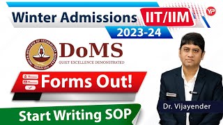 DOMS IIT Madras form out for Winter Admissions 202324  SOP amp interview preparation  PGC 2023 [upl. by Garth592]