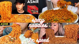 MUKBANGERS EATING SPICY FIRE🔥 NOODLES🥵 NOODLES EATING ASMR MUKBANG😋 [upl. by Notle731]