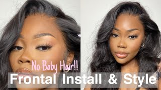 BEST PrePlucked Frontal No Baby Hair Install amp Curls ft Nadula Hair [upl. by Laumas]