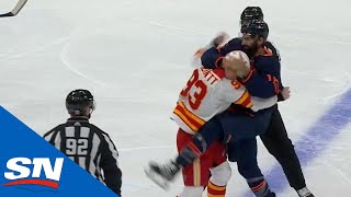 Sam Bennett And Jujhar Khaira Drop The Gloves In Battle Of Alberta [upl. by Carrew777]