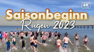 Saisonbeginn 2023 auf Rügen  Anbaden in Binz 4KWalk [upl. by Adler]