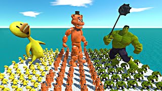 Rainbow Friends Yellow vs Freddy Fazbear vs Hulk  Animal Revolt Battle Simulator [upl. by Enymsaj810]