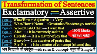 Interchange of Exclamatory and Assertive Sentences  Transformation of Sentences in English Grammar [upl. by Strephon]