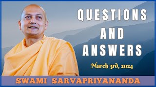 Ask Swami with Swami Sarvapriyananda  March 3rd 2024 [upl. by Nipahc]