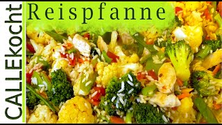 Leichte Reispfanne mit knackigem Gemüse  Schnell und lecker  Rezept [upl. by Tenrag]