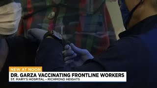 Dr Garza gives COVID19 vaccine to frontline workers [upl. by Eerdua]