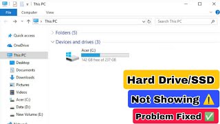 Hard DriveSSD not Showing in Computer  Only C Drive showing in computer D Drive and other missing [upl. by Moia]