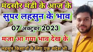 मंदसौर मंडी का आज का सुपर टॉप क्वालिटी का भाव 07 October 2023  Super Quality Garlic Rate  Lahsun [upl. by Martica882]