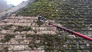 Airpole  Cleaning a moss covered roof using compressed air and a scraper [upl. by Iah]