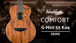 Travel Acoustic Guitar Demo Washburn Comfort GMini 55 Koa [upl. by Henson]