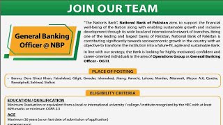 NBP Jobs December 2023 General Banking Officers National Bank of Pakistan Apply Online Latest [upl. by Nirmak]