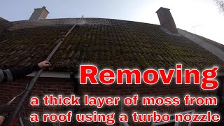 Heavy Moss Growth  Roof Cleaning With A Turbo Nozzle [upl. by Theadora559]