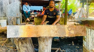 Axe Making  Forging A Simple Big AXE From The Rusty Biggest LEAF SPRING [upl. by Anelle498]