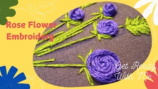 Rose Stitch Embroidery Designs  Rose Embroidery Easy  Blue Rose Embroidery roseembroidery video [upl. by Evin269]