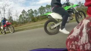 212cc Predator Mini Bike Grimace vs 2 Dirt bikes [upl. by Lisbeth]