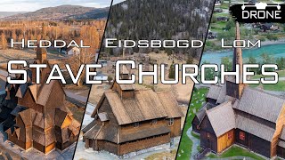 Stave Churches of Norway  Heddal Eidsborg Lom Stavkirke 4k [upl. by Alleul]