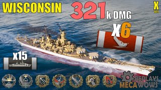 Wisconsin 6 Kills amp 321k Damage  World of Warships Gameplay [upl. by Weeks910]