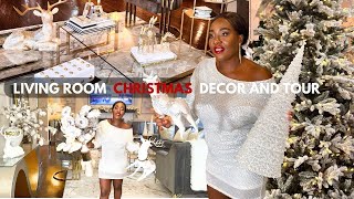 NEW LIVING ROOM CHRISTMAS DECORATING IDEAS AND TOUR [upl. by Annaerda]