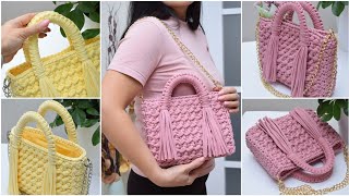 Crochet Cute Handbag with tassels Video tutorial Crochet Pattern Мастеркласс Сумочка с кисточками [upl. by Disario]