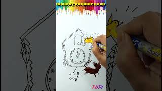 Draw HICKORY DICKORY DOCK nursery rhymes shorts drawing colouring kids videtoddllers tufi [upl. by Zeba]