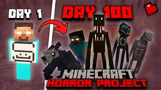 I Survived 100 Days In The HORROR MOD In Minecraft  With Herobrine [upl. by Berlinda]