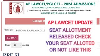 Ap lawcet update Seat allotment Released check Your seat alloted Or not like this [upl. by Burford]