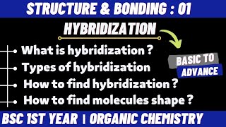 Hybridization and its types  Structure and bonding  Bsc 1st year chemistry  by Chemboost [upl. by Katushka]