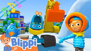 Snowy Excavator Song  BLIPPI Wonders  Educational Songs For Kids [upl. by Esinned504]