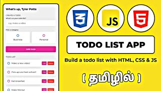 ToDo List App Making in Tamil  Learn Full Stack Web Development  Learn From Scratch [upl. by Ylicic]