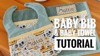 TUTORIAL l Baby BIB and Baby Towel l Sewing easy [upl. by Conners760]