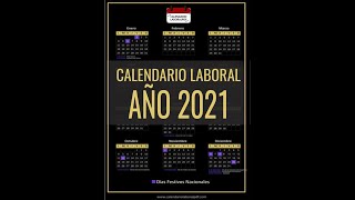 CALENDARIO LABORAL 2021  Días Festivos Nacionales para 2021 ¡DEBES VERLO [upl. by Trenton86]