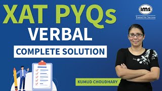 XAT PYQs Verbal Solution  XAT Previous Year Questions  XAT 2025 Preparation  Kumud Choudhary [upl. by Lampert]