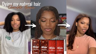 Dying My Natural Hair Chocolate Brown  Loreal HiColor  Gabrielle Amandaaa [upl. by Laurita285]